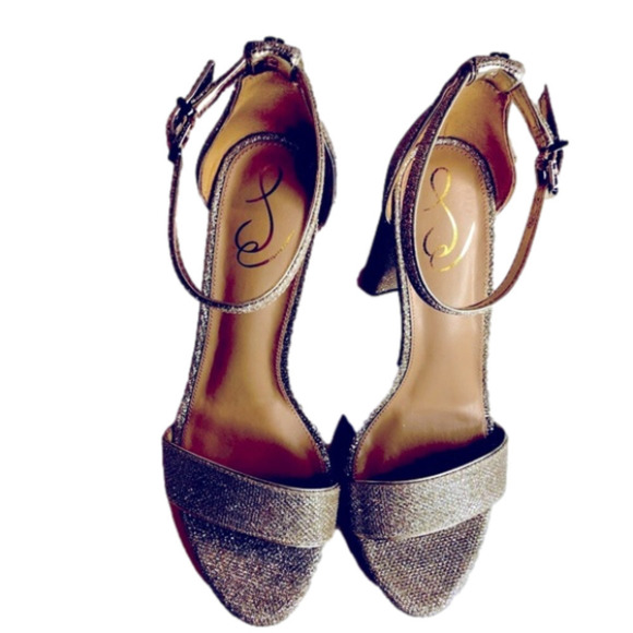 NWOT Sam Edelman Glittering Silver Ankle Strap Heels - Picture 5 of 5